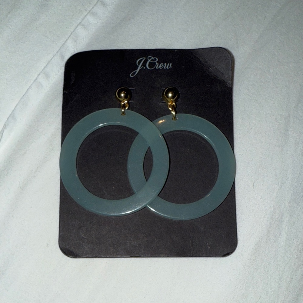 J. Crew Gold and Blue Resin Circle Earrings